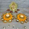 2 Ct Rangoli Mat with Tea Light Candle Holder for Diwali Christmas Onam Pongal Decorations Pompom Rangoli Floor Home Temple Table Decor - Indian Traditional Deepawali Housewarming Gift (2 Pcs)